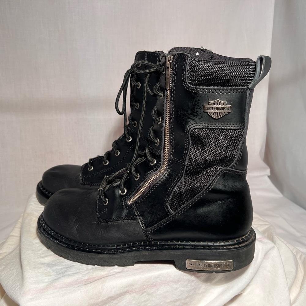 Harley Davidson Black Leather Riding Boot 91542 12 Men’s or 45 EU Side Zip